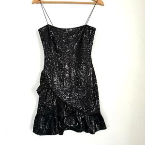 Likely Black Sequined Structured Cocktail Holiday Partyf Dress Women's Size 2